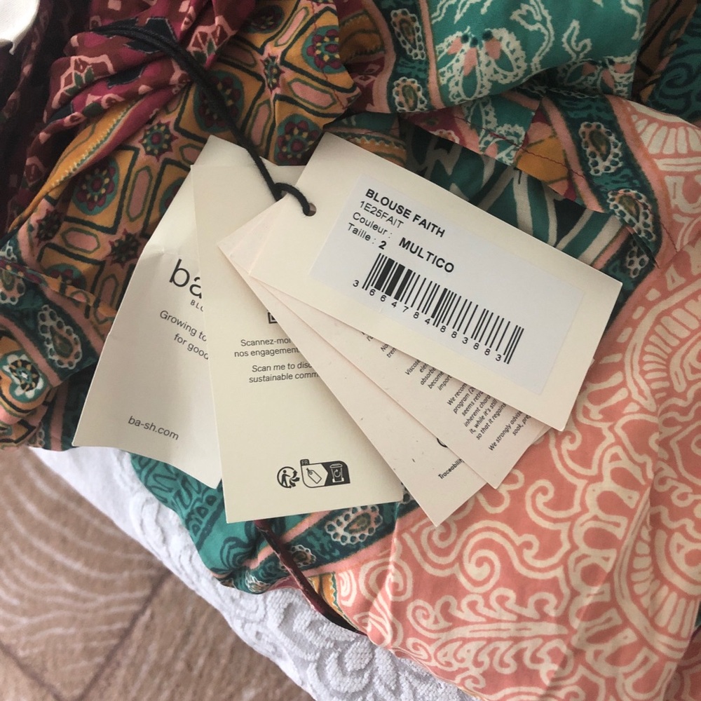 New ba&sh Women’s Faith Mixed Print Lace Up Blouse - Picture 15 of 16